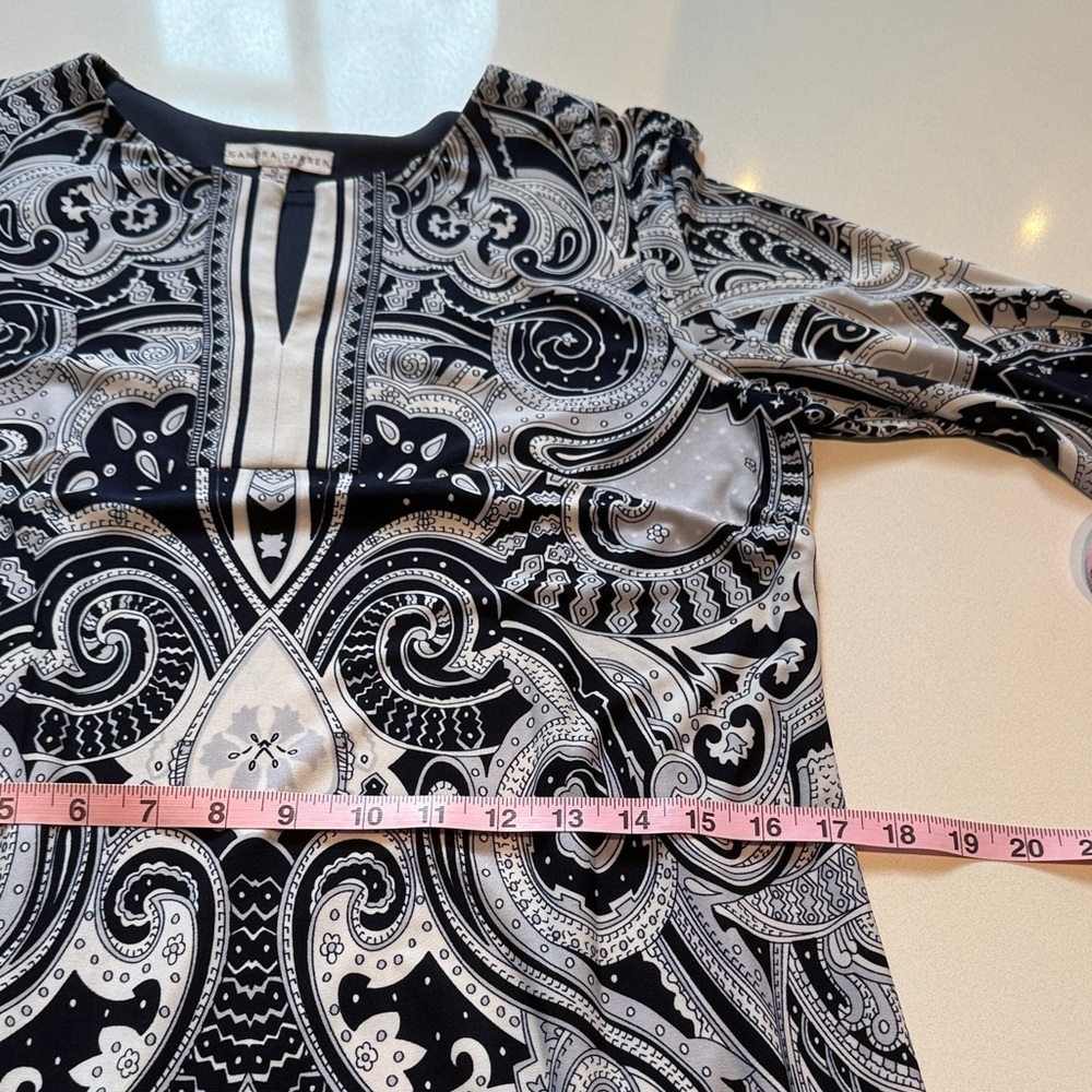 Sandra Darren Shift Dress, Colorblock Paisley Mini Dress, Size 12 - Picture 10 of 12